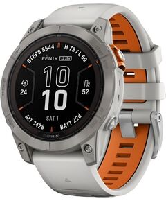Смарт-часы Garmin Fēnix 7 Pro Sapphire Solar Edition, РАЗМЕР КОРПУСА: 47 мм, ВЕРСИЯ: Pro | Sapphire Solar, ЦВЕТ: Titanium with Fog Gray/Ember Orange