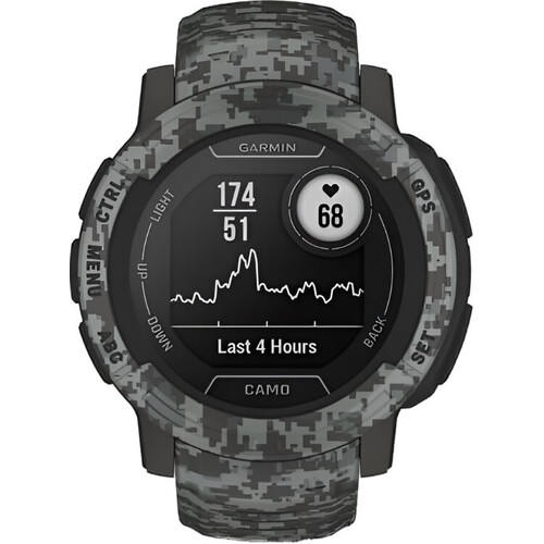 Смарт-часы Instinct 2 Camo Edition Graphite Camo, РАЗМЕР КОРПУСА: 45 мм, SOLAR (Версии с линзами для зарядки от солнечной батареи собирают солнечную энергию и продлевают срок службы батареи.): Нет, ВЕРСИЯ: Camo, ЦВЕТ: Graphite Camo, изображение 2
