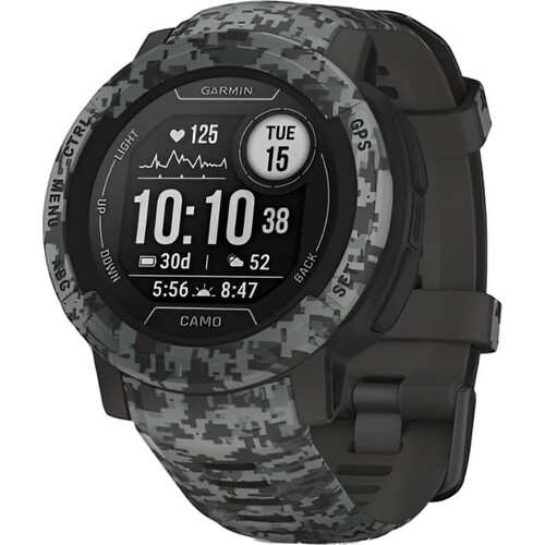 Смарт-часы Instinct 2 Camo Edition Graphite Camo, РАЗМЕР КОРПУСА: 45 мм, SOLAR (Версии с линзами для зарядки от солнечной батареи собирают солнечную энергию и продлевают срок службы батареи.): Нет, ВЕРСИЯ: Camo, ЦВЕТ: Graphite Camo