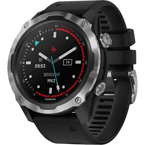 Смарт-часы Descent Mk2 Stainless Steel/Black, РАЗМЕР КОРПУСА: 52 мм, ДАТЧИК DESCENT™ (Можно осуществлять мониторинг давления воздуха): Нет, ЦВЕТ: Stainless Steel/Black