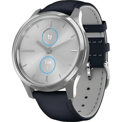Смарт-часы Vívomove Luxe Silver Stainless Steel Case/Navy Italian Leather Band, ВЕРСИЯ: Vívomove Luxe, ЦВЕТ: Silver Stainless Steel Case/Navy Italian Leather Band