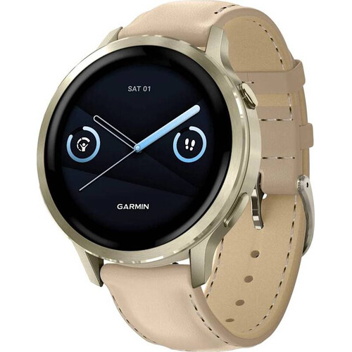 Смарт-часы Garmin Venu 4 - 41 mm Lunar Gold/Light Sand Leather, РАЗМЕР КОРПУСА: 41 мм, ЦВЕТ: Lunar Gold/Light Sand Leather 