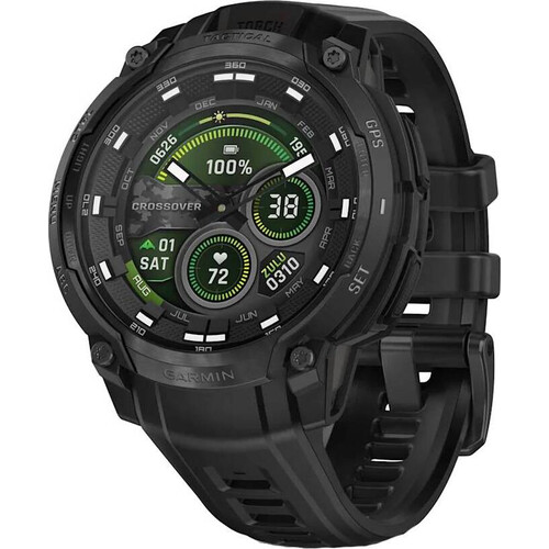 Смарт-часы Garmin Instinct Crossover Amoled - Tactical Black, SOLAR (Версии с линзами для зарядки от солнечной батареи собирают солнечную энергию и продлевают срок службы батареи.): Нет, ВЕРСИЯ: Amoled - Tactical, ЦВЕТ: Black