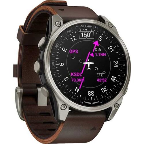 Смарт-часы Garmin D2 Mach 2 - 47 mm Titanium/Oxford Brown Leather, РАЗМЕР КОРПУСА: 47 мм, ЦВЕТ: Titanium/Oxford Brown Leather, изображение 3