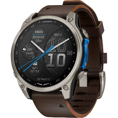 Смарт-часы Garmin D2 Mach 2 - 47 mm Titanium/Oxford Brown Leather, РАЗМЕР КОРПУСА: 47 мм, ЦВЕТ: Titanium/Oxford Brown Leather