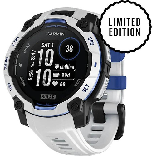Смарт-часы Instinct 3 Solar 45 mm Whitestone/Bolt Blue, РАЗМЕР КОРПУСА: 45 мм, ВЕРСИЯ: Instinct 3 Solar, ЦВЕТ: Whitestone/Bolt Blue